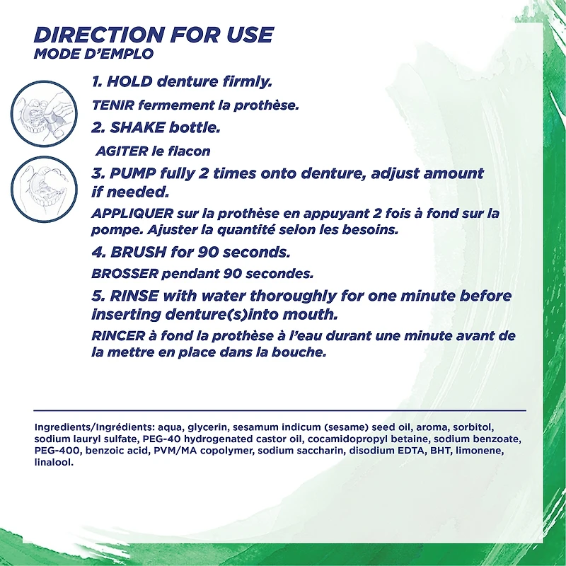 Polident Nettement frais Nettoyant quotidien moussant pour prothèses dentaires
