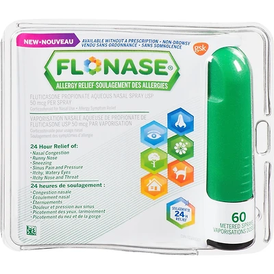 Vaporisateur nasal contre les allergies Flonase, 24 h de soulagement tout-en-un des allergies, sans somnolence