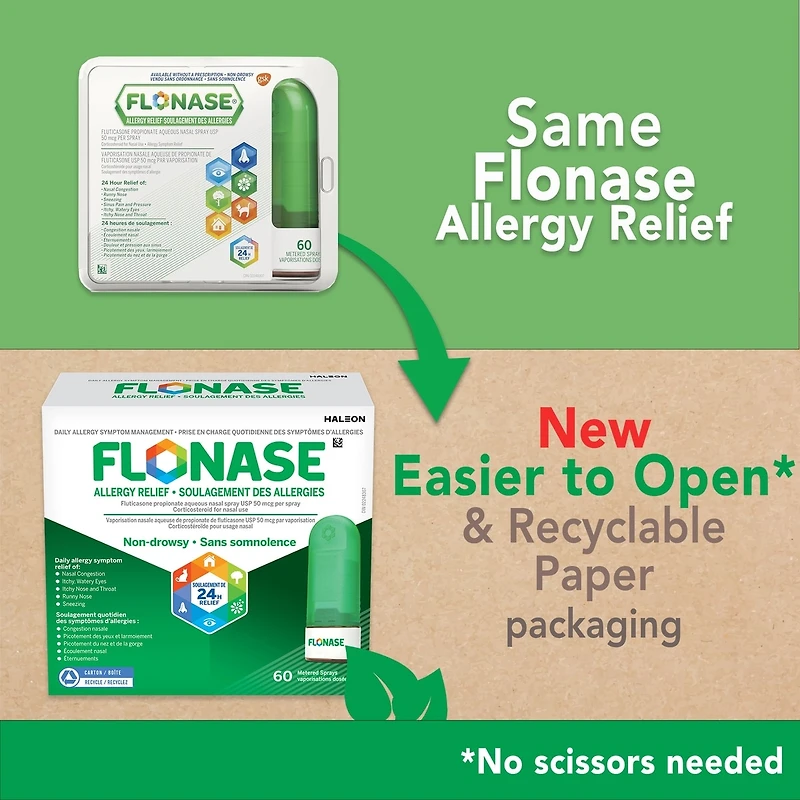 Vaporisateur nasal contre les allergies, 24 h de soulagement tout-en-un des allergies, sans somnolence, 60 vaporisations