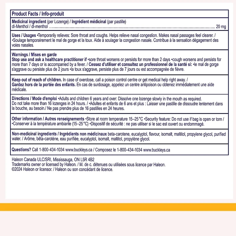 Pastilles Buckley Extra Fort –Miel Au Citron Apaisant