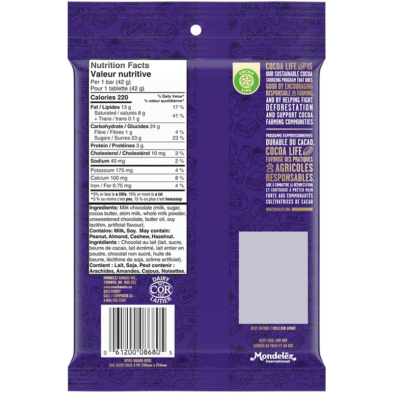 Dairy Milk, Milk Chocolate, The Classic Creamy Taste, Chocolate Bars, Multipack, Pack of 4