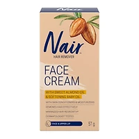 Crème dépilatoire pour le visage et la lèvre supérieure avec de l’huile d’amande douce et de l’huile pour bébé