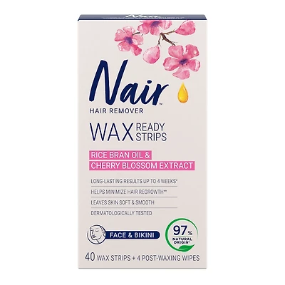 Wax Ready-Strips for Face and Bikini with 100% Naturally Sourced Rice Bran Oil