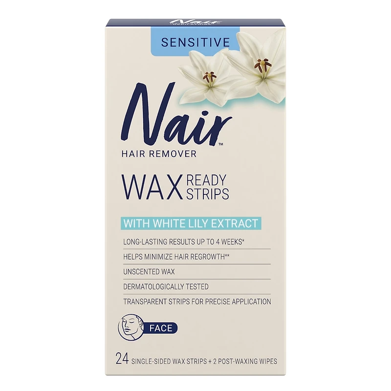 Bandes de cire prêtes à utiliser pour le visage et inodores pour la peau sensible avec du lys blanc