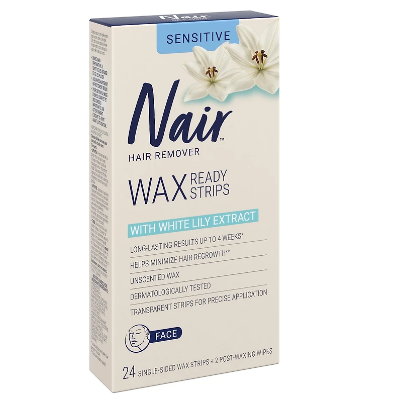 Wax Ready-Strips for Face, Unscented for Sensitive Skin with White Lily