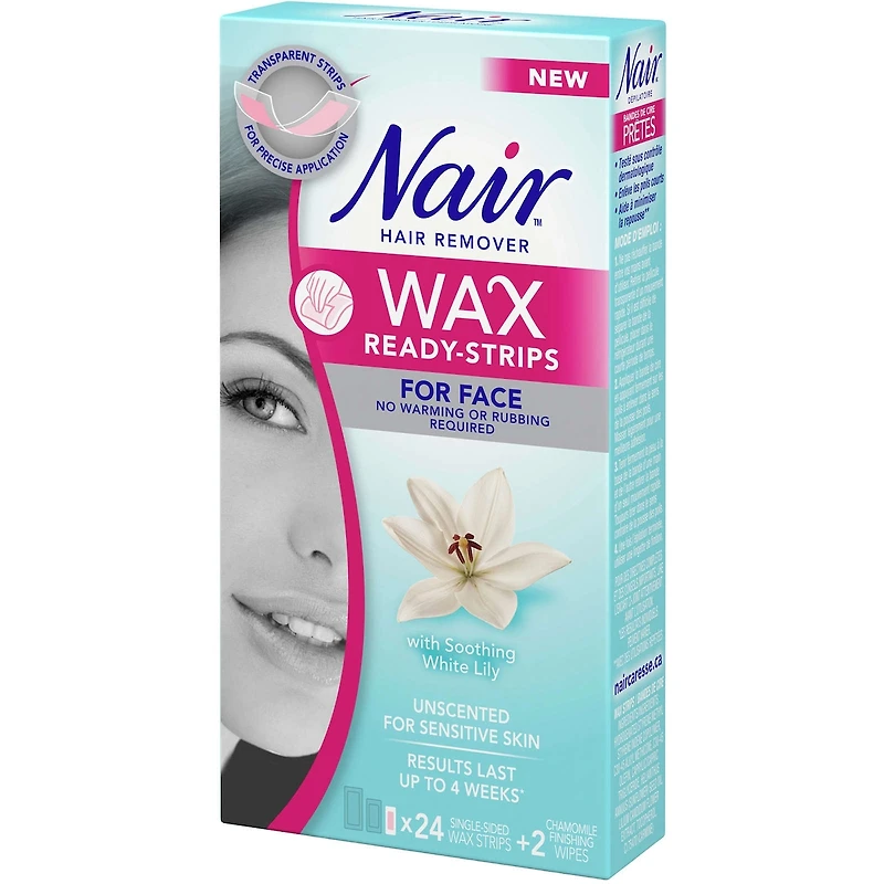Wax Ready-Strips for Face, Unscented for Sensitive Skin with White Lily