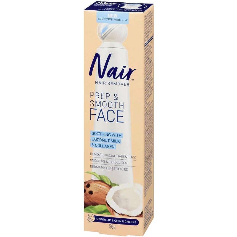 Crème d'épilation, préparation et lissage du visage, apaisante au lait de coco et au collagène