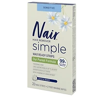 Sensitive Wax Ready Strips for Legs & Body with Chamomile Extract, 20 Strips + 4 Finishing Wipes