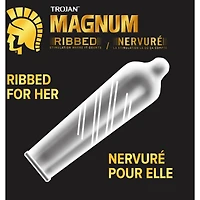 Condoms lubrifiés larges nervurés Magnum