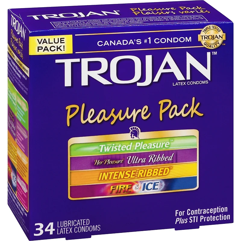 Pleasure Pack Assorted Lubricated Condoms, Extra Stimulating