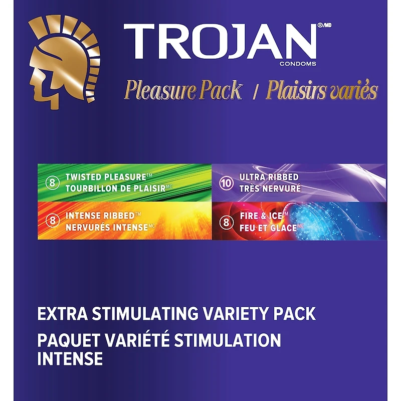 Pleasure Pack Assorted Lubricated Condoms, Extra Stimulating
