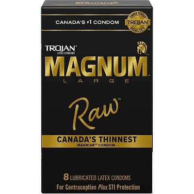 Condoms de grande taille lubrifiés Magnum Raw