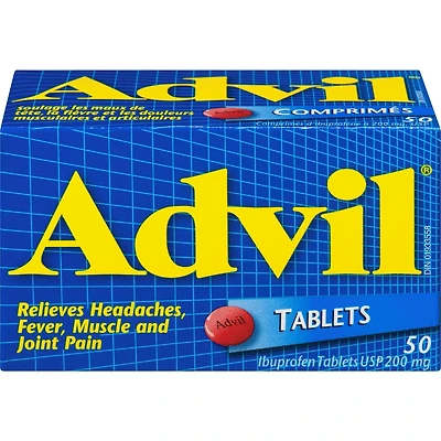 Advil Comprimés de 200 mg d'Ibuprofène USP 50 Comprimés