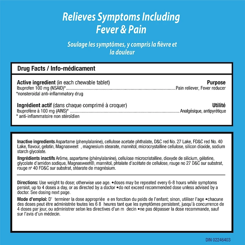 Advil Junior Comprimés d'ibuprofène à 100 mg, USP, Fruits
