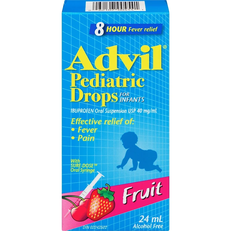 Advil Pediatric Drops for Infants for Fever and Pain Relief, Fruit, 24 mL