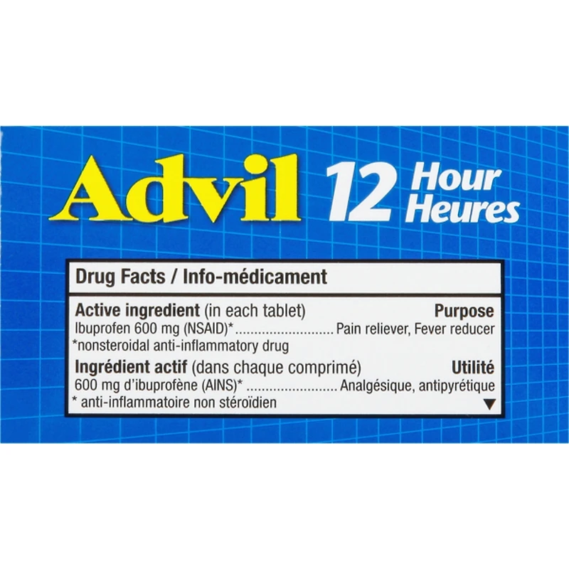 Advil 12 Hour Tablets for Extended Pain Relief, 600 mg Ibuprofen