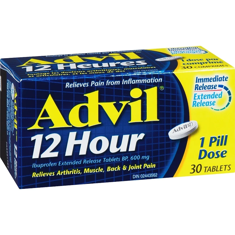 Advil 12 Hour Tablets for Extended Pain Relief, 600 mg Ibuprofen