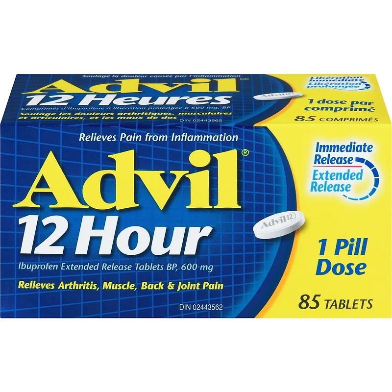 Advil 12 Hour Tablets for Extended Pain Relief, 600 mg Ibuprofen
