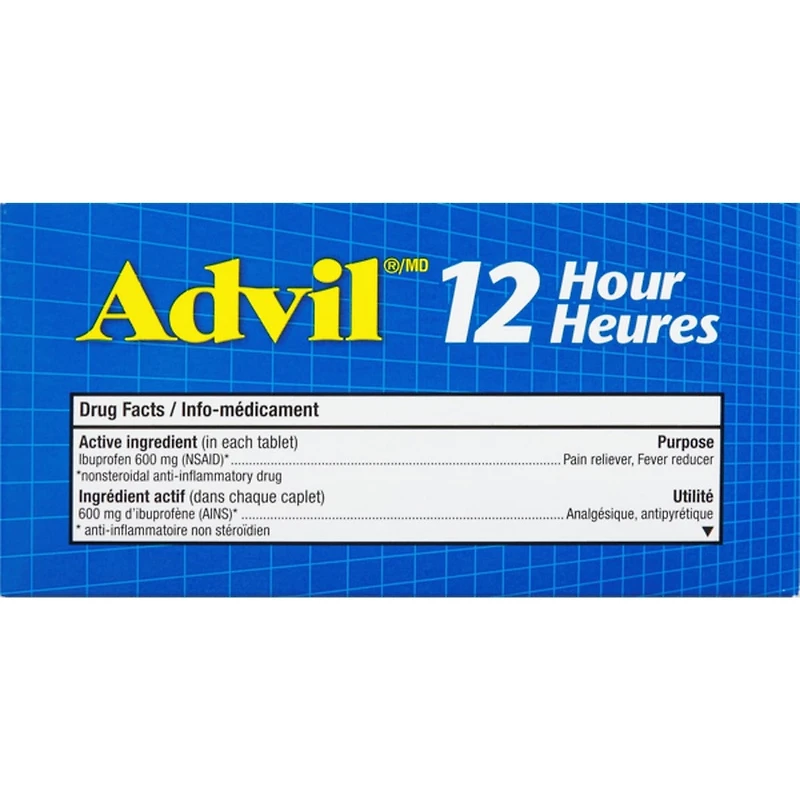 Advil 12 Hour Tablets for Extended Pain Relief, 600 mg Ibuprofen