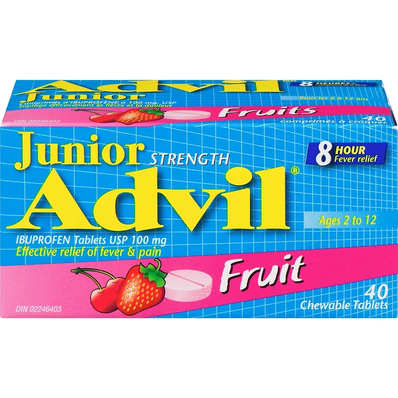 Advil Junior Comprimés d'ibuprofène à 100 mg, USP, Fruits