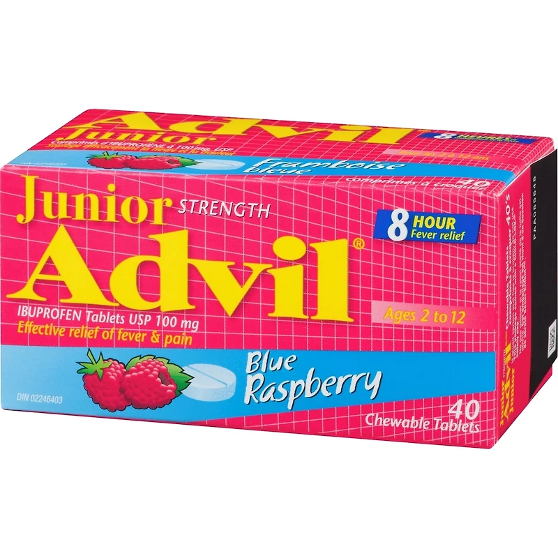 Advil Junior Comprimés d'ibuprofène à 100 mg, USP, Framboise bleue