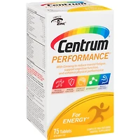 Centrum Performance, un supplément complet de vitamines et de minéraux additionné de ginseng, en format de 75 comprimés