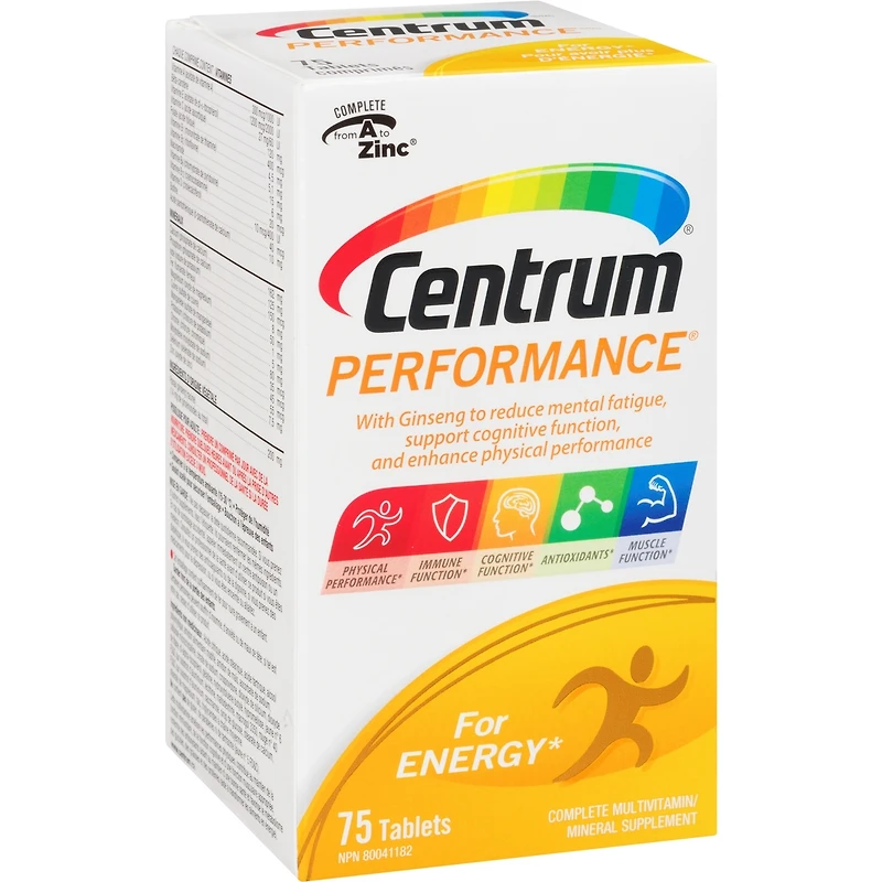 Centrum Performance Multivitamin and Multimineral Supplement Tablets with Ginseng, 75 Count