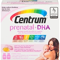 Centrum Prenatal+DHA Multivitamin Supplement with DHA/EPA Omega 3 Combo Pack, 120 Total Count