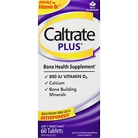 Comprimés Caltrate Plus, supplément de calcium et de vitamine D3 pour la santé des os, 60 unités