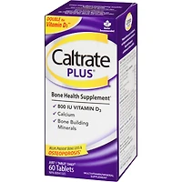 Comprimés Caltrate Plus, supplément de calcium et de vitamine D3 pour la santé des os, 60 unités