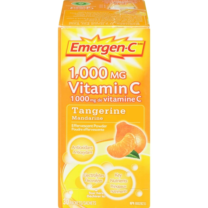Mélange pour boisson Emergen-C, supplément de vitamine C (1 000 mg), saveur de mandarine, 30 sachets