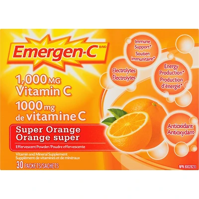 Emergen-C Vitamin C & Mineral Supplement Fizzy Drink Mix, Super Orange