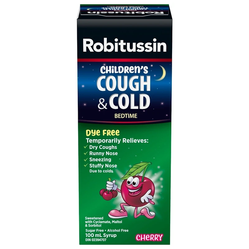 Robitussin pour Enfants Toux et Rhume Bonne Nuit Liquide Cerise 100 ml