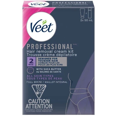 Veet® Professional™ Full Bikini Hair Removal Cream Kit, All Skin Types 2x50ml