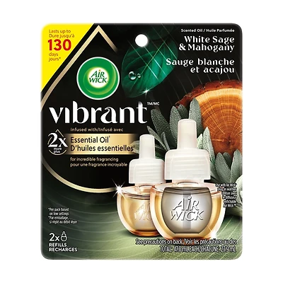 Recharge d’huiles essentielles parfumées VibrantMC - Sauge blanche et acajou, 2 Recharges