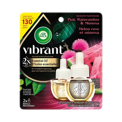 Recharge d’huiles essentielles parfumées VibrantMC - Melon rose et mimosa, 2 Recharges