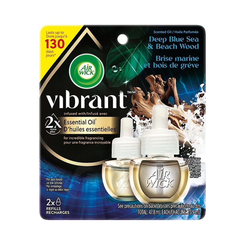 Recharge d’huiles essentielles parfumées VibrantMC - Brise marine et bois de grève, 2 Recharges