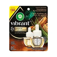 Recharge d’huiles essentielles parfumées VibrantMC - Foin d’odeur et bois de santal, 2 Recharges