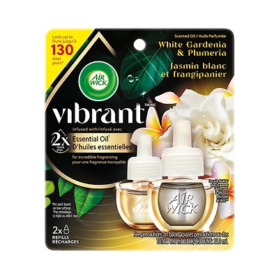 Recharge d’huiles essentielles parfumées VibrantMC -  Jasmin blanc et frangipanier, 2 Recharges