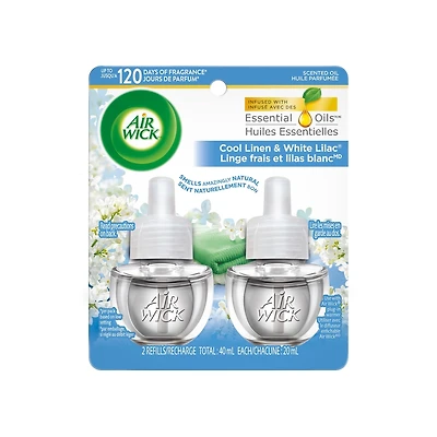 Recharge d’huiles parfumées - Linge frais et lilas blanc, 2 Recharges