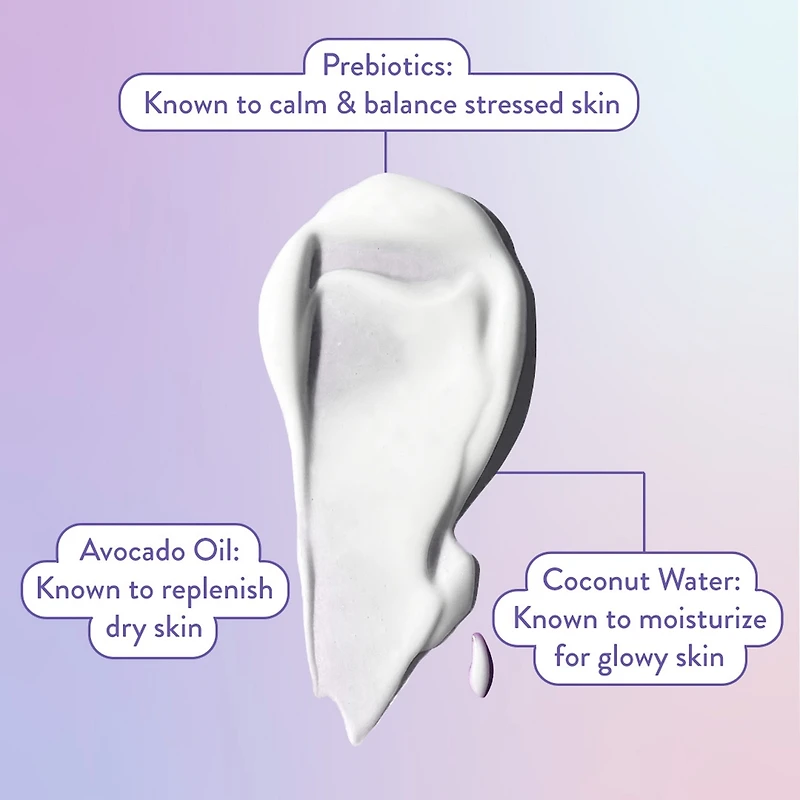 Hydratant Hydratation et éclat de Bioré, avec eau de coco + prébiotiques + huile d’avocat, hydratant pour peau sèche et sensible (100 ml)