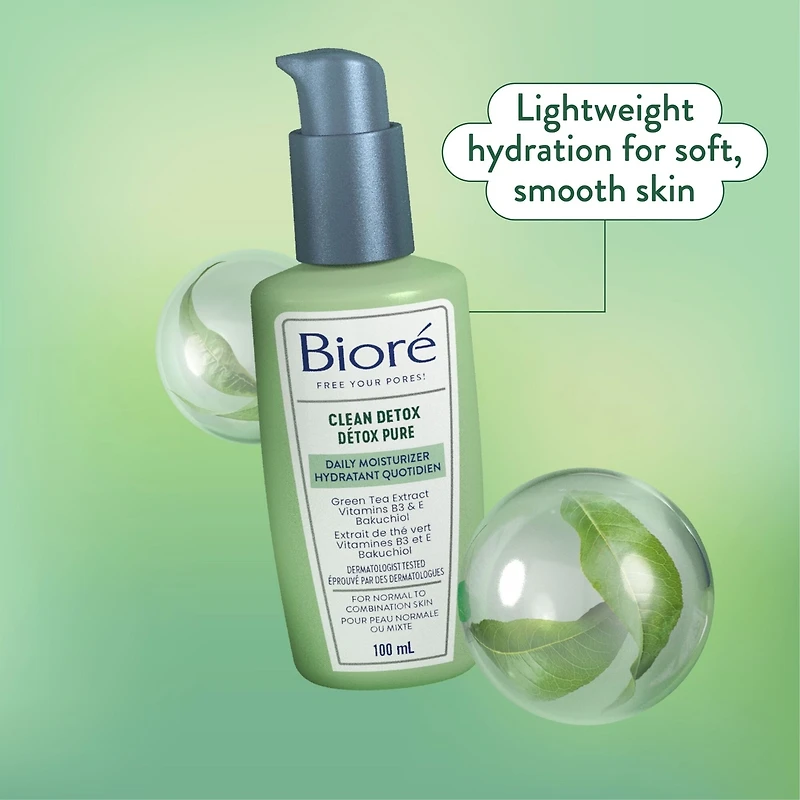 Bioré Clean Detox Hydrating Moisturizer, for Normal to Combination Skin