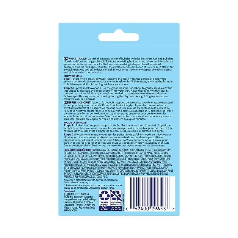 Bioré Pore Refining Bubbling Nose Mask 8ct