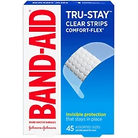 BAND-AID® Brand TRU-STAY™ Clear Strips COMFORT-FLEX® Bandages, Assorted Sizes, 45 Count