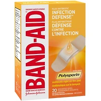 Pansements adhésifs plus antibiotique, défense contre l'infection  20 ea