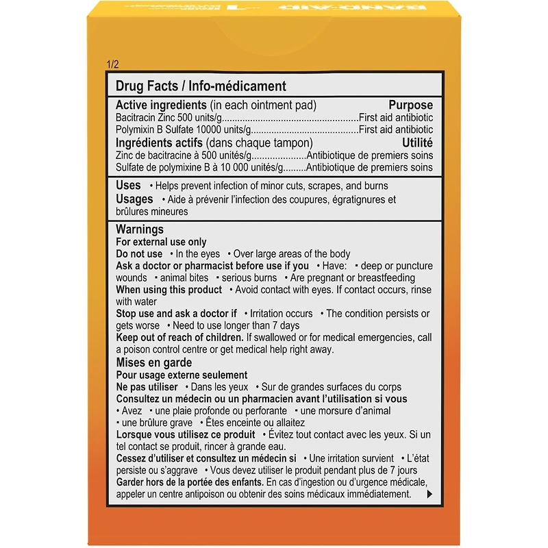 Pansements adhésifs plus antibiotique, défense contre l'infection  20 ea