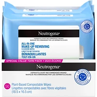 Lingettes nettoyantes démaquillantes Tout-en-un non parfumées pour le visage, compostables, composées de fibres végétales, Duo écono