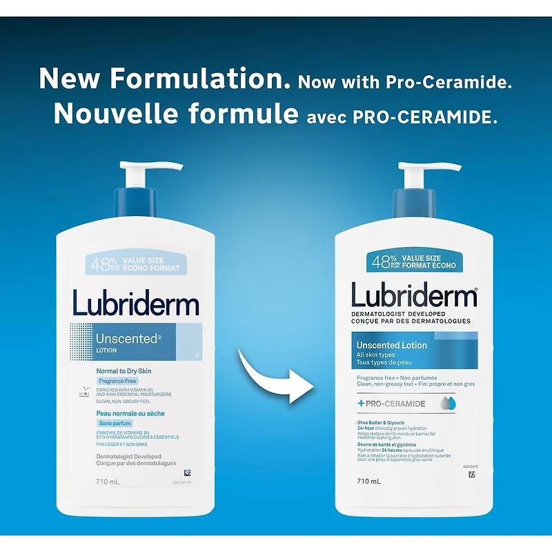 Lotion non parfumée, Beurre de karité et glycérine, Peau sèche, Hydratant pour les mains et le visage