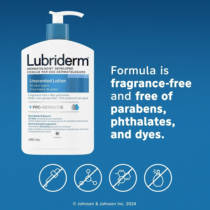 Lotion non parfumée, Beurre de karité et glycérine, Peau sèche, Hydratant pour les mains et le visage
