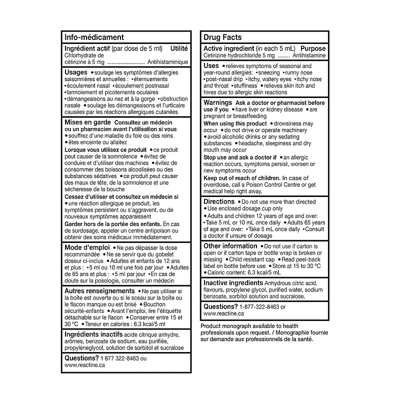 Allergy Liquid Medicine, with Cetirizine Hydrochloride, White Grape Flavour